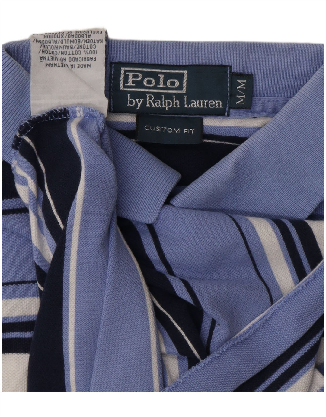 POLO RALPH LAUREN Polo de ajuste personalizado para hombre de algodón a rayas azul medio