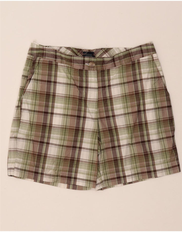IZOD Pantalones cortos chinos para mujer US 8 Medium W32 Caqui Check Cotton