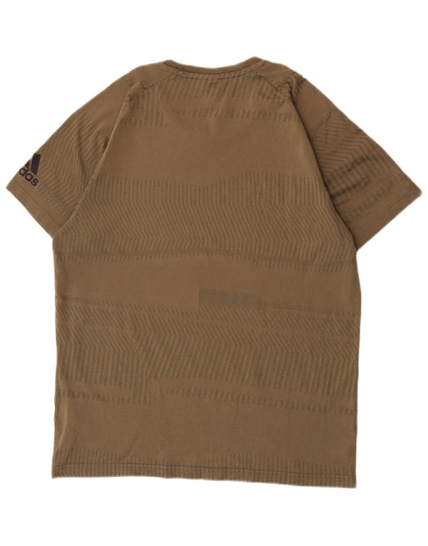 Adidas - Camiseta para hombre, talla grande, color caqui, algodón a rayas