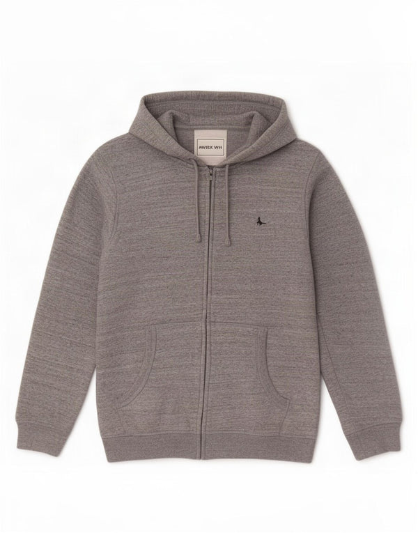 Jack Wills Sudadera con capucha y cremallera para hombre de algodón moteado gris medio