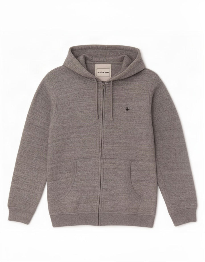 Jack Wills Sudadera con capucha y cremallera para hombre de algodón moteado gris medio