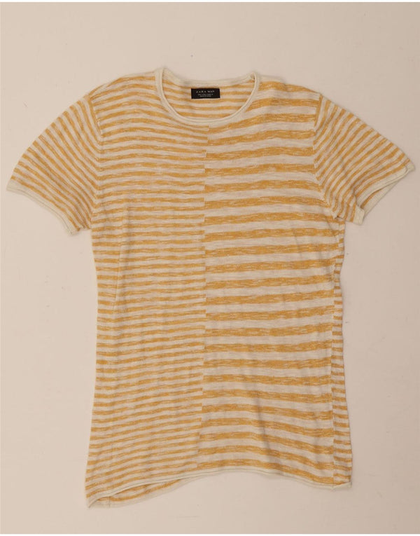 Zara Hombre Camiseta Top Small Rayas Amarillas