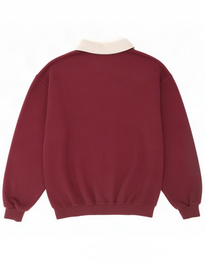 Mito Sudadera con cuello polo para hombre Jumper Medium Burgundy
