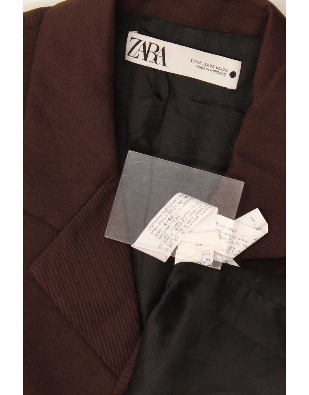 Zara Chaqueta tipo blazer de 2 botones para hombre UK 34 XS Marrón Poliéster