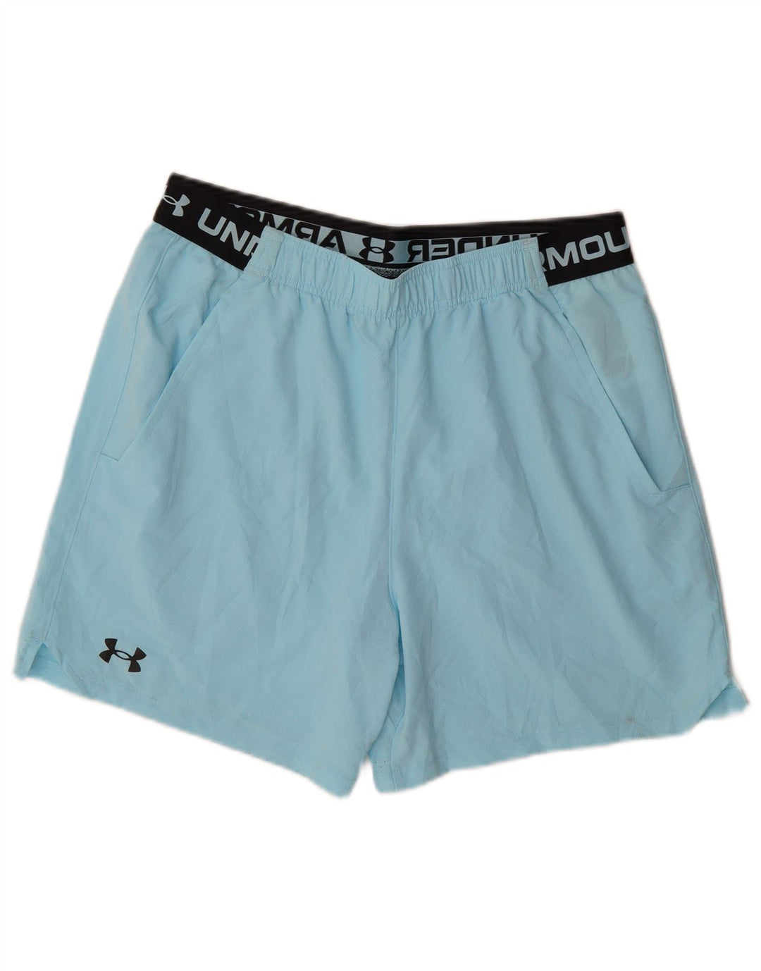 Under Armour Hombre Pantalones cortos deportivos con estampado de poliéster en bloques de color azul grande