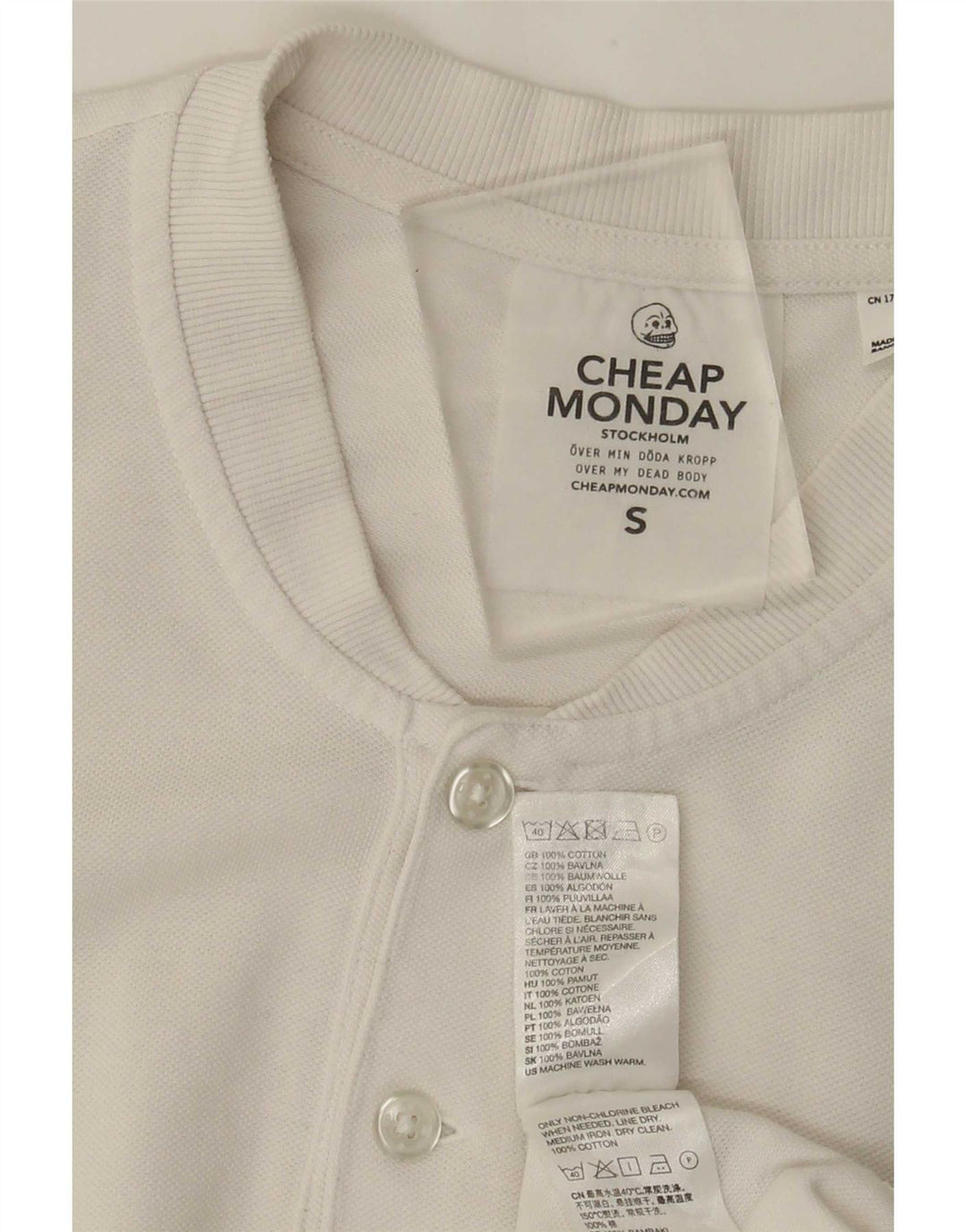 Camiseta de hombre Cheap Monday Top pequeño de algodón blanco