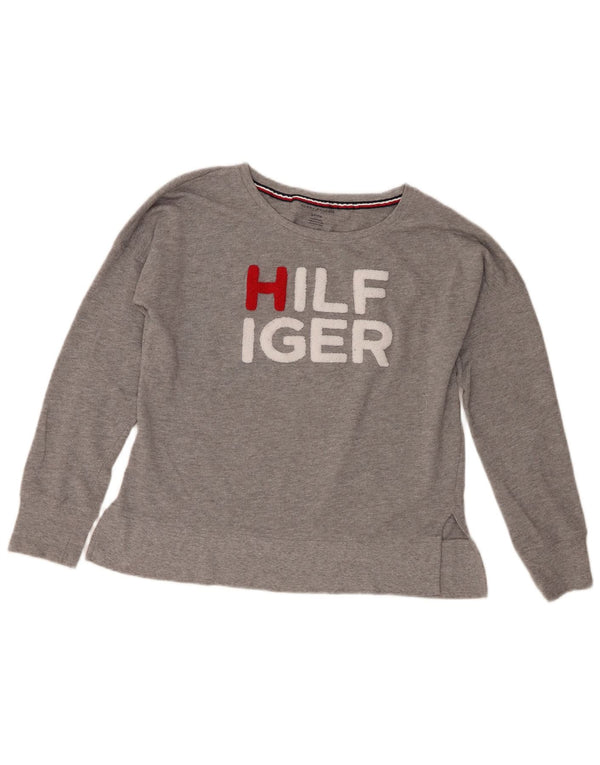 Tommy Hilfiger Sudadera gráfica para mujer Jumper UK 10 Small Gris Algodón