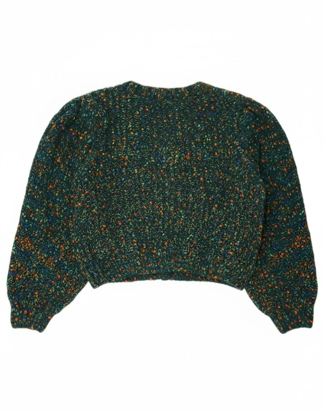 Cider Suéter tipo cárdigan corto para mujer UK 46 Poliéster moteado verde grande