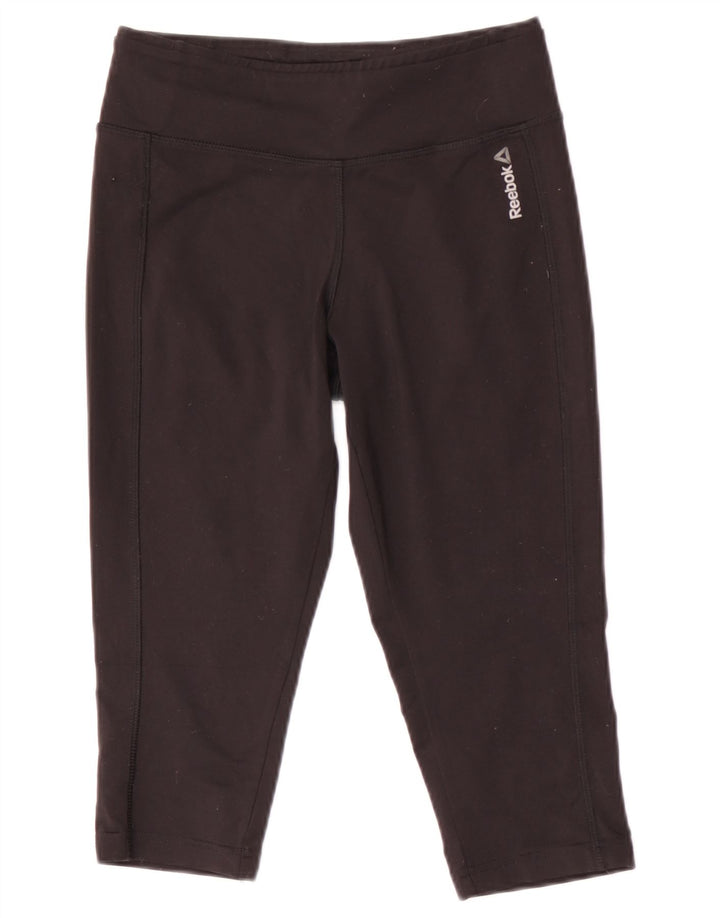 REEBOK Leggings Capri para Mujer UK 8/10 Small Negro Poliéster