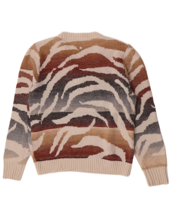 Desigual Jersey con cuello en V para mujer UK 6 XS Estampado animal multicolor