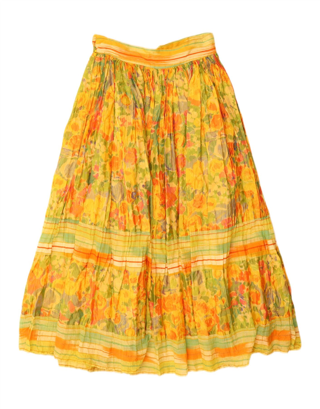 Opciones Falda maxi acampanada para mujer IT 44 Mediana W28 Viscosa floral amarilla