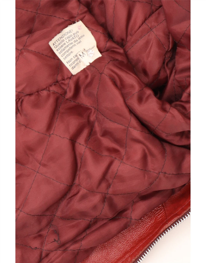 Vintage mujer chaqueta de cuero Reino Unido 14 rojo medio