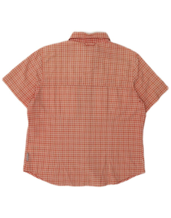 Columbia Camisa de manga corta Titanium para mujer UK 46 Large Orange Check Nylon