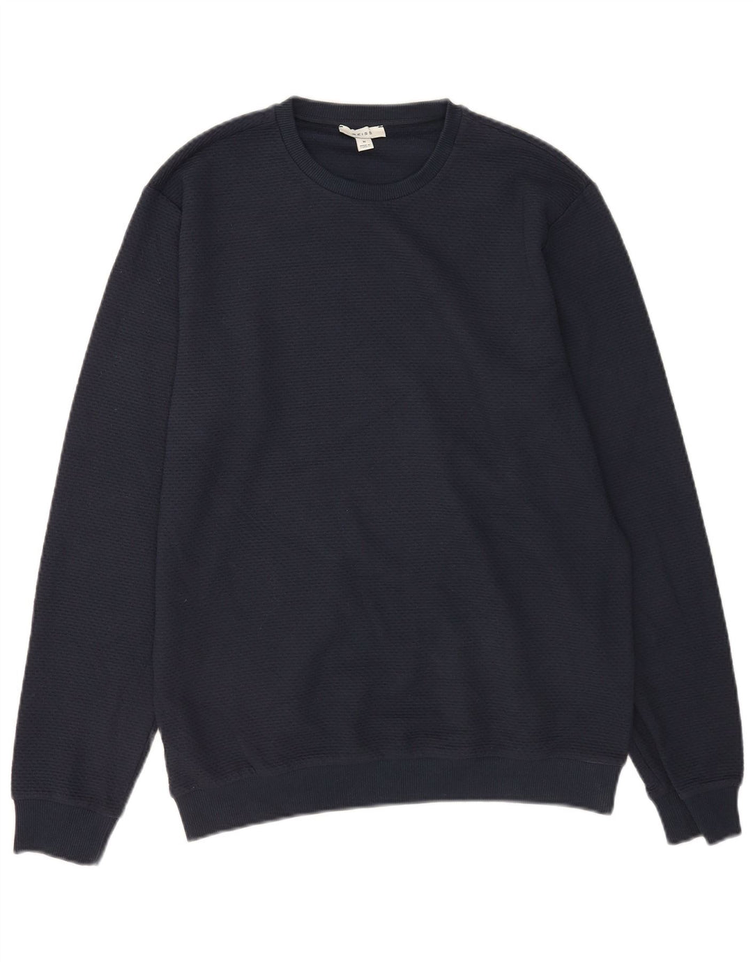 Jersey Reiss Hombre con cuello redondo y cuello redondo de algodón azul marino medio