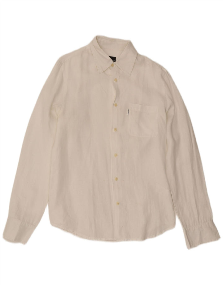 Camisa Calvin Klein Jeans Hombre Lino Blanco Mediano