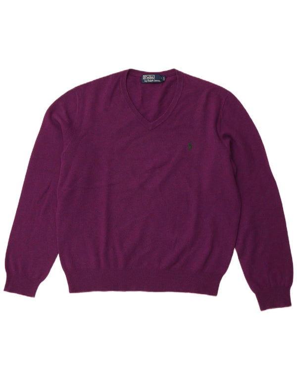 POLO RALPH LAUREN Jersey con cuello en V para hombre de lana merino violeta medio