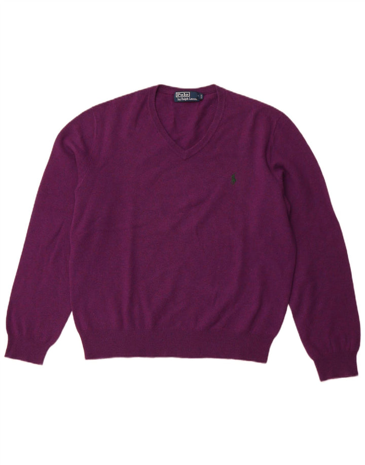 POLO RALPH LAUREN Jersey con cuello en V para hombre de lana merino violeta medio