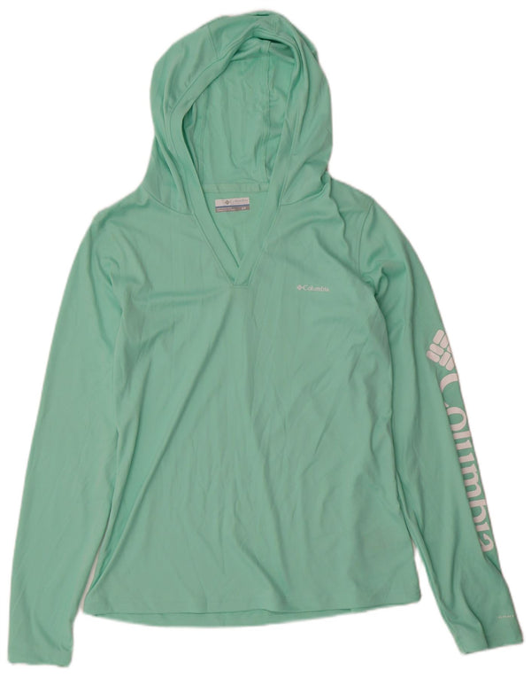 Columbia Top gráfico con capucha para mujer, manga larga, UK 40, poliéster verde pequeño