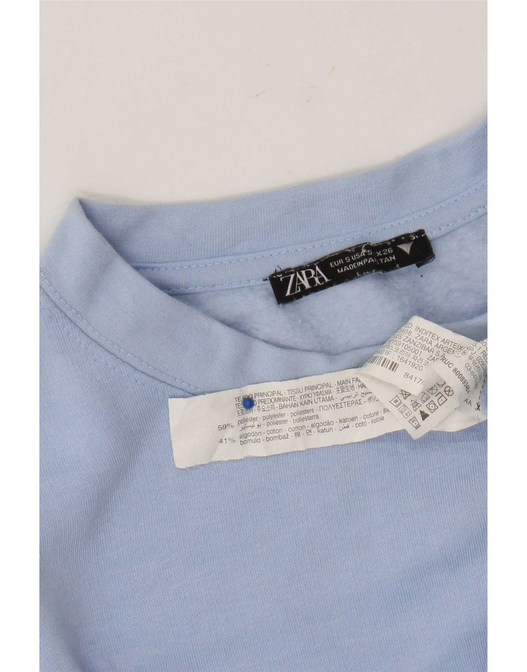 Zara Mujer Oversize Sudadera Jumper UK 10 Small Azul Poliéster