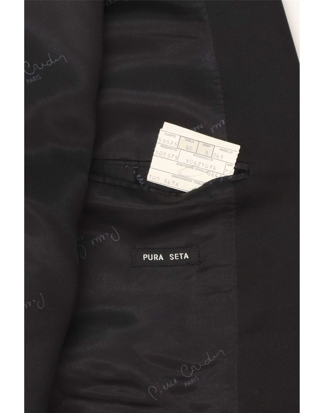 Pierre Cardin Chaqueta Blazer para Hombre IT 50 Grande Negro Geométrico Clásico
