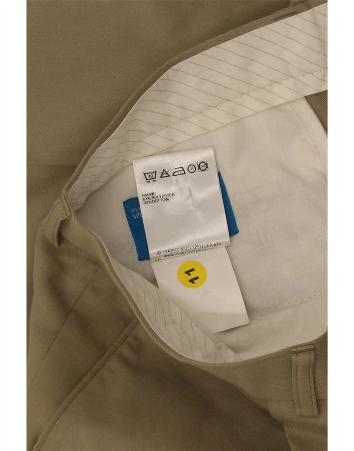 Marks & Spencer Pantalones casuales con clavijas para hombre W34 L31 Poliéster caqui