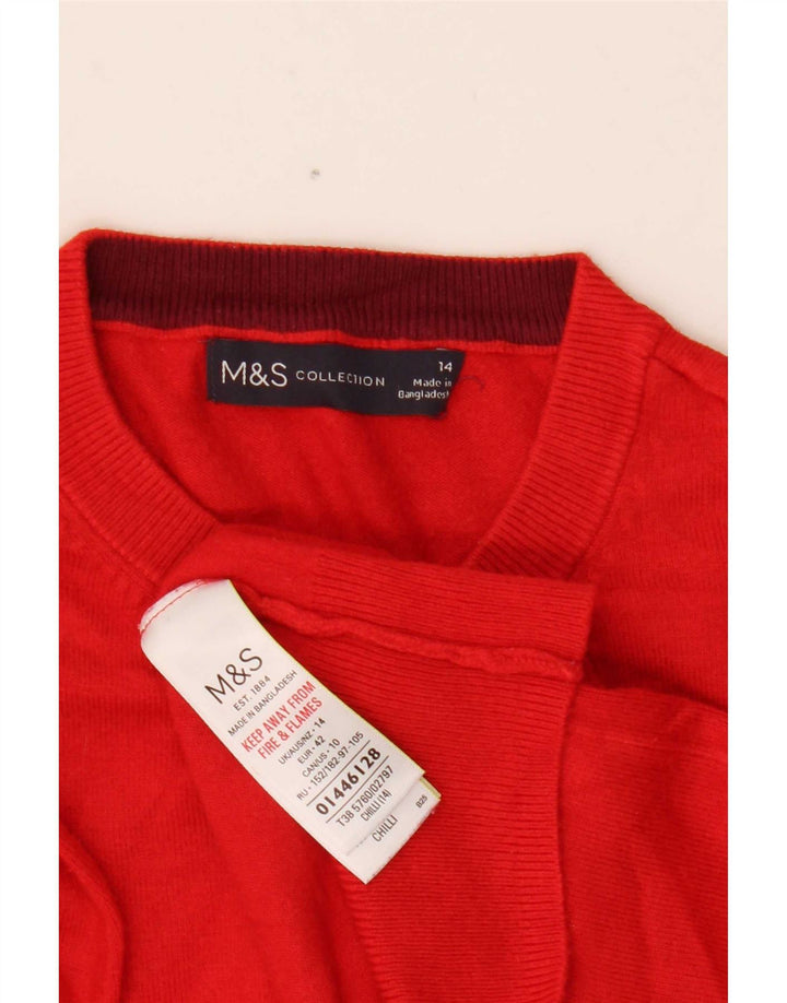 Marks & Spencer Suéter tipo cárdigan corto para mujer UK 44 Viscosa roja mediana