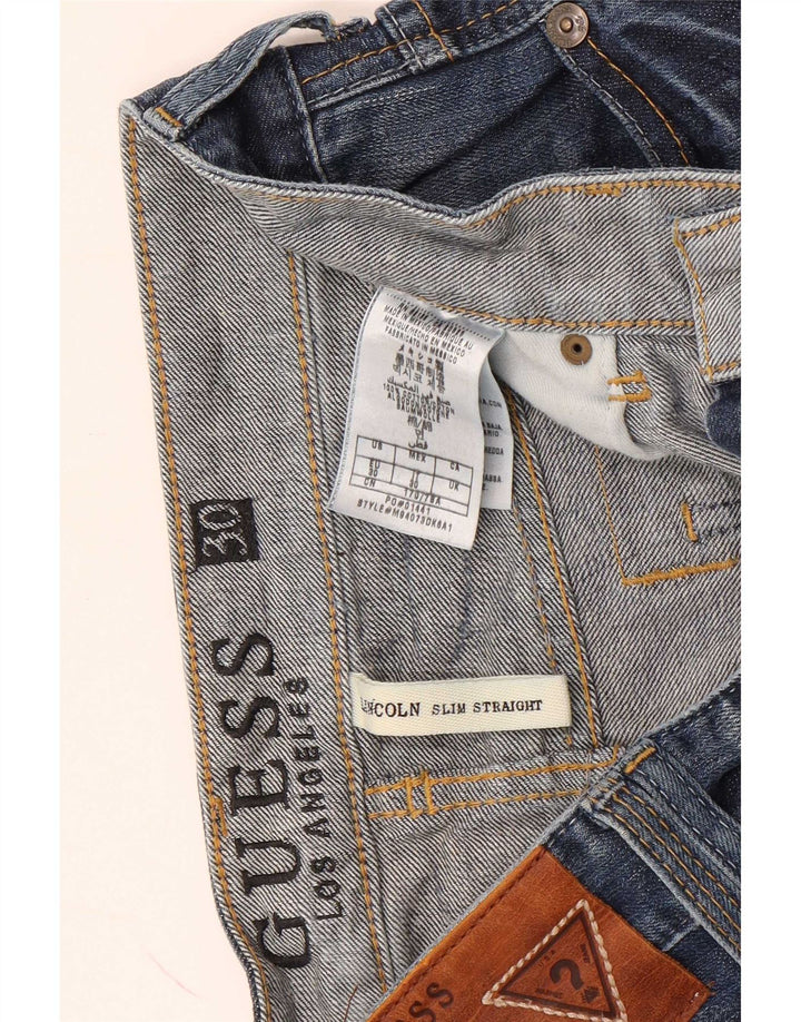 Guess Mujer Lincoln Slim Denim Shorts W30 Algodón Azul Medio