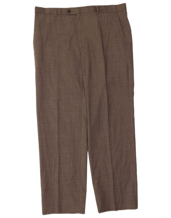 Marks & Spencer Pantalón de traje recto para hombre W38 L31 Lana virgen gris