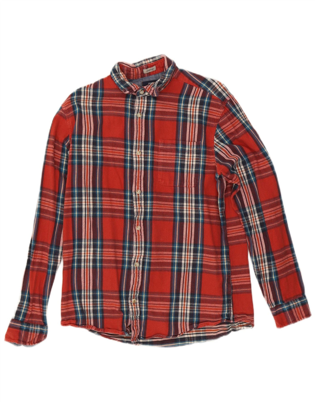 Jack & Jones Hombre Camisa De Franela De Algodón A Cuadros Rojos Grandes