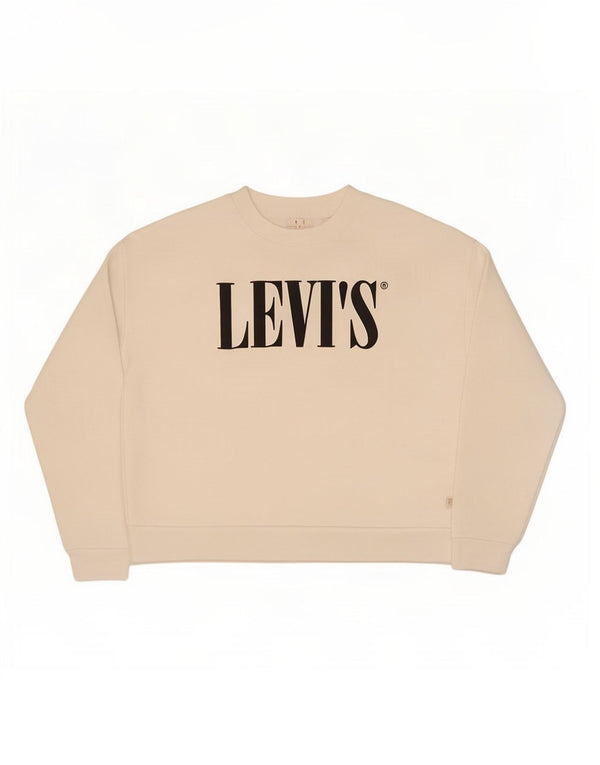 Levi's Sudadera de gran tamaño con estampado gráfico para mujer UK 10 Small White Cotton