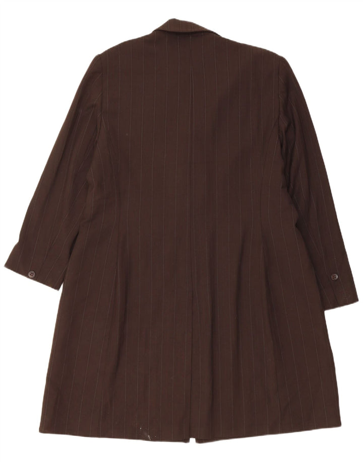 Marks & Spencer Abrigo para mujer UK 20 2XL Marrón Poliéster a rayas