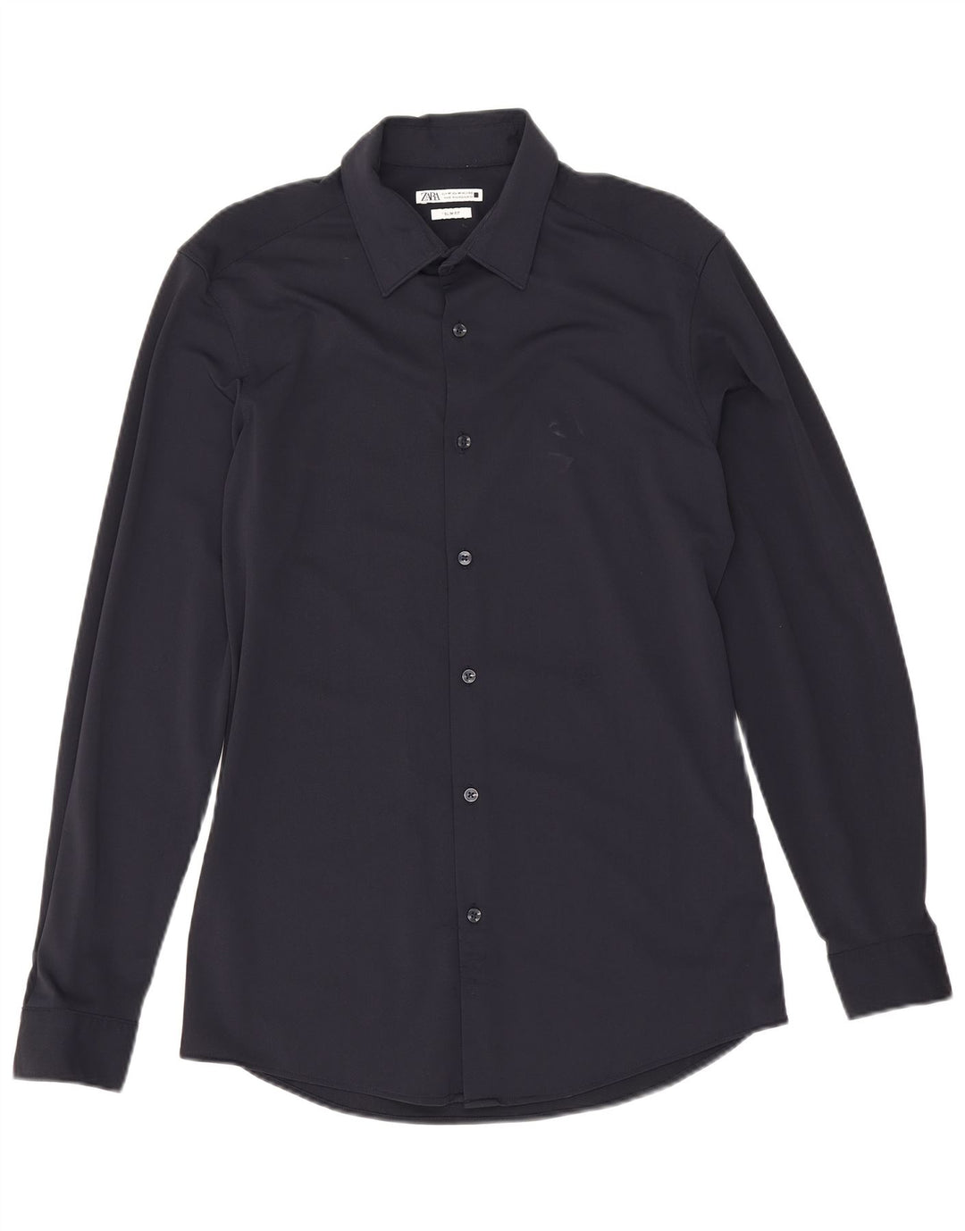 Zara Hombre Camisa Slim Fit Poliamida Azul Marino Medio