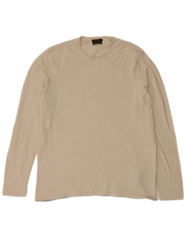 Massimo Dutti Womens Top Long Sleeve UK 18 XL Beige Cotton