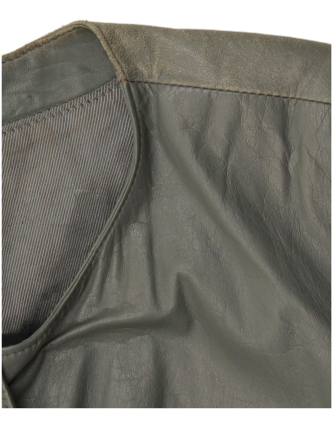 VINTAGE Chaqueta bomber de cuero para mujer Reino Unido 12 Cuero gris medio