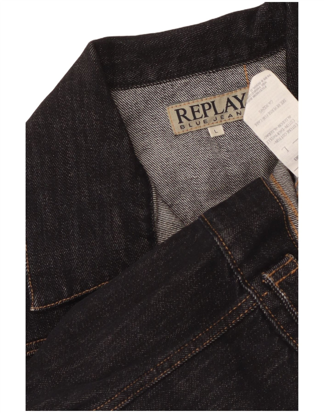 Replay Chaqueta vaquera corta para mujer UK 44 Grande Algodón negro