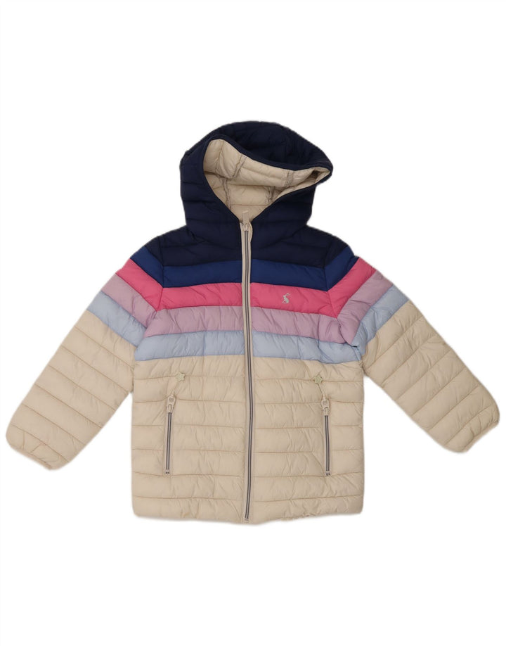 JOULES Chaqueta acolchada con capucha para niña 7-8 años Blanco roto color block
