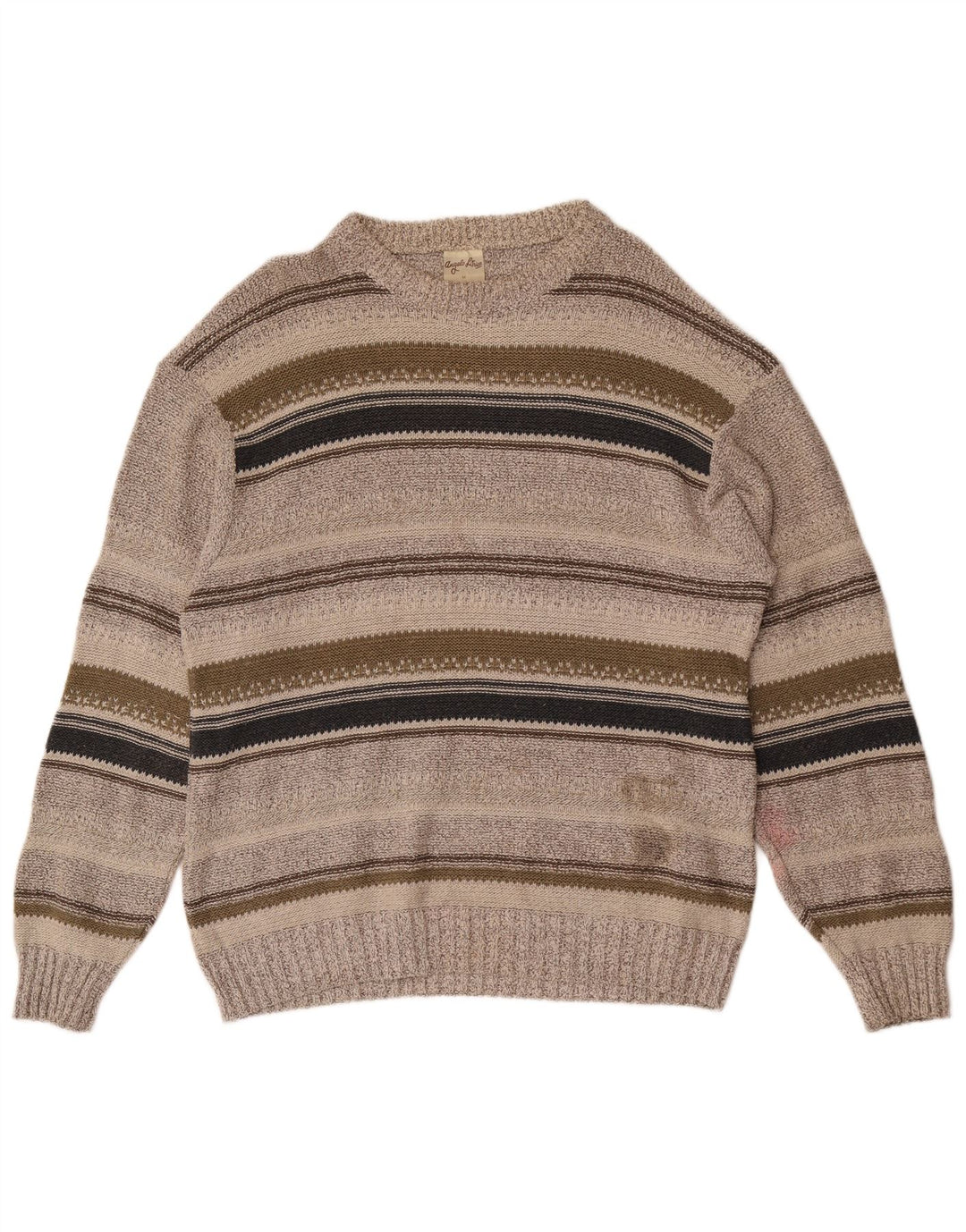 Angelo Litrico Jersey De Hombre Con Cuello Barco De Algodón A Rayas Gris Medio