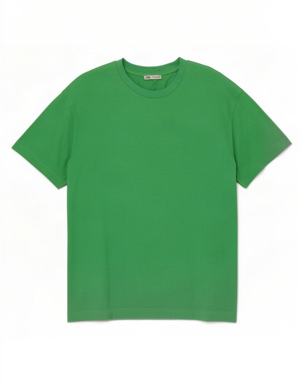 Zara Hombre Camiseta Top Algodón Verde Medio