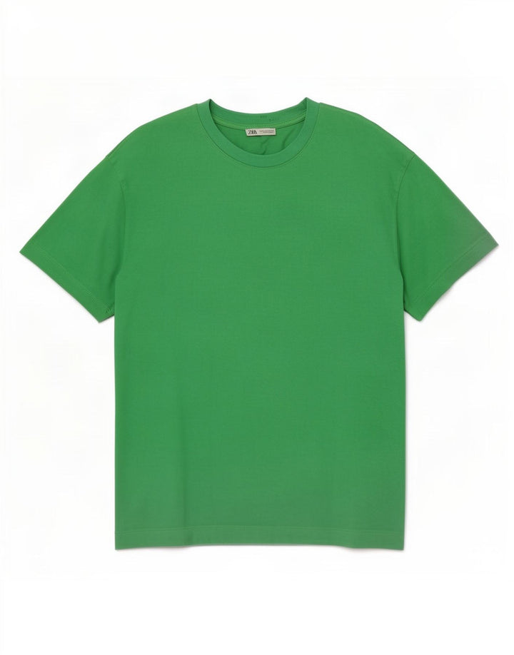 Zara Hombre Camiseta Top Algodón Verde Medio