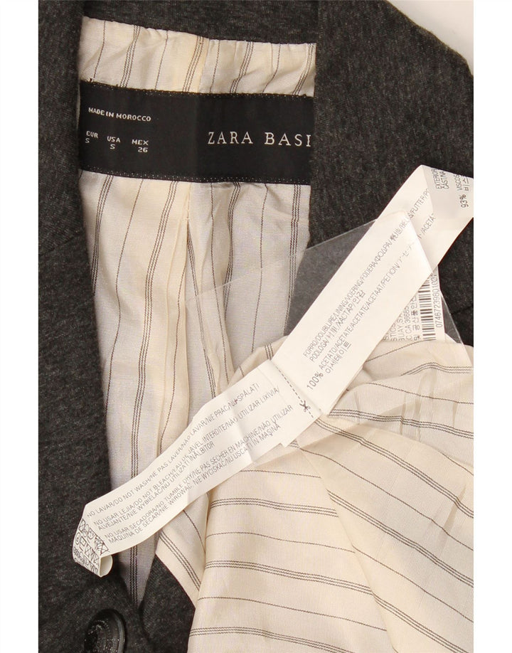 Zara Mujer Chaqueta Blazer De 1 Botón UK 10 Small Acetato Gris