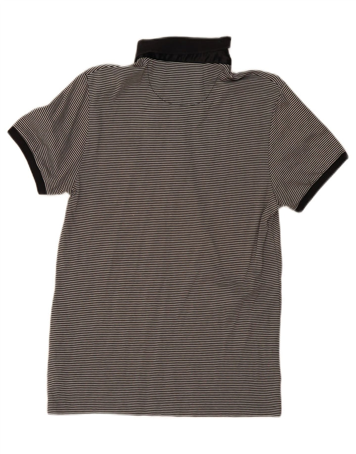 ZARA Mens Polo Shirt Medium Black Striped Cotton Vintage Zara and Second-Hand Zara from Messina Hembry 