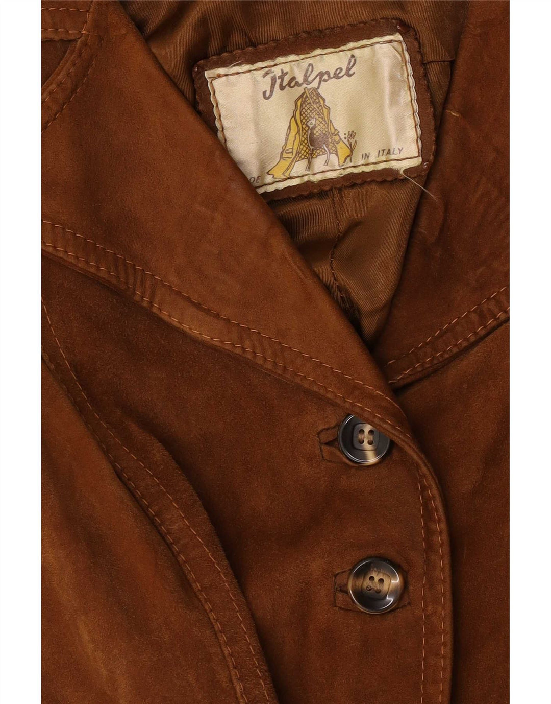 Chaqueta de gamuza vintage para mujer UK 10 Small Brown