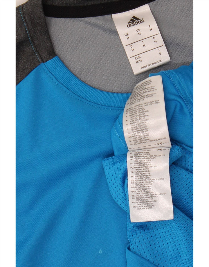 Adidas Hombre Camiseta Top Azul Medio Colorblock Poliéster