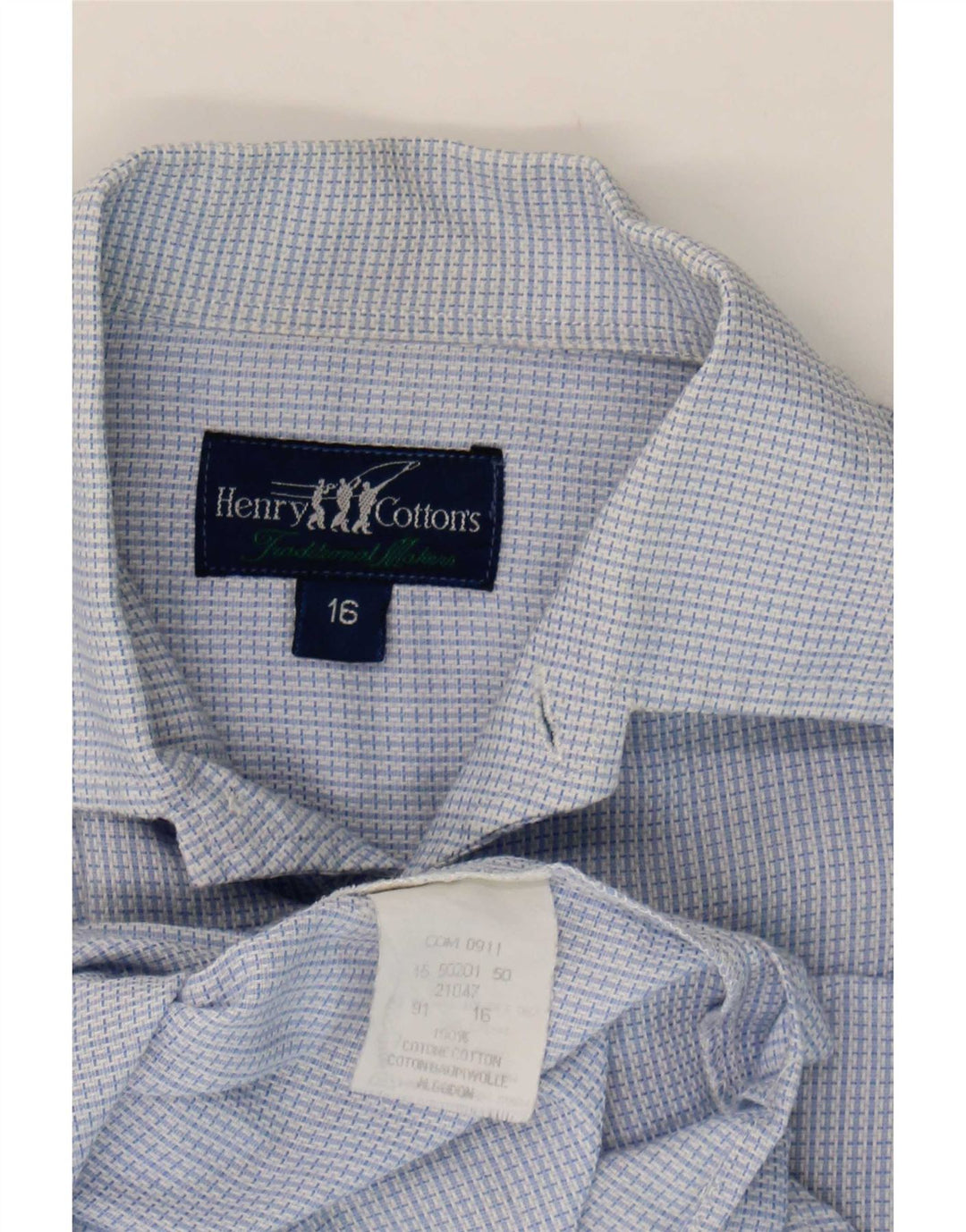 Henry Cottons Camisa de franela para hombre talla 16 algodón a cuadros azul grande