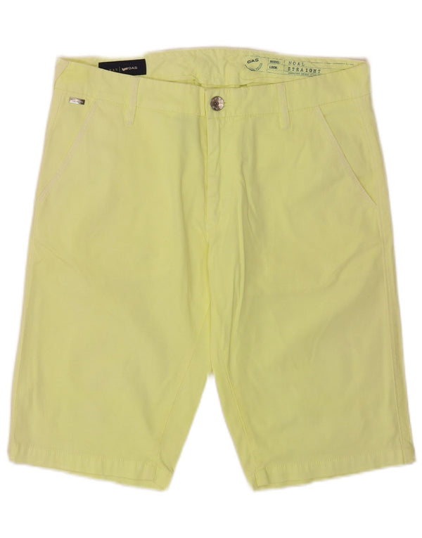 Pantalones cortos chinos de corte recto para hombre Gas W32 Algodón amarillo medio