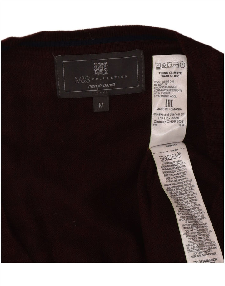 Marks & Spencer Suéter tipo cárdigan para hombre Acrílico burdeos mediano
