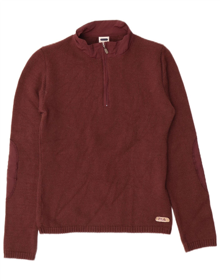 FILA Suéter tipo jersey con cremallera para mujer Reino Unido 12 Lana granate mediana