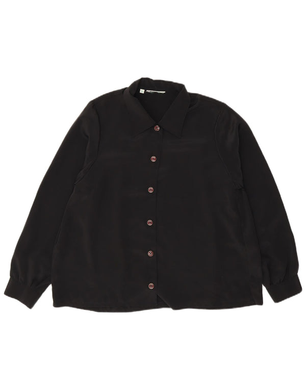 Vintage mujer camisa blusa Reino Unido 14 grande negro