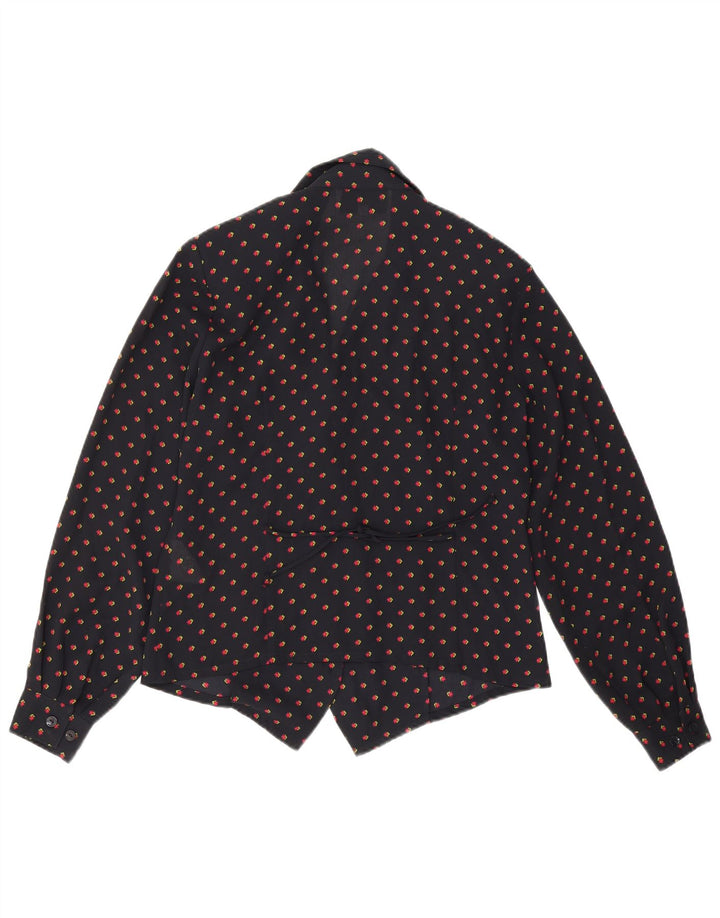 Nygard Blusa corta para mujer US 6 Mediana Azul marino Floral Poliéster