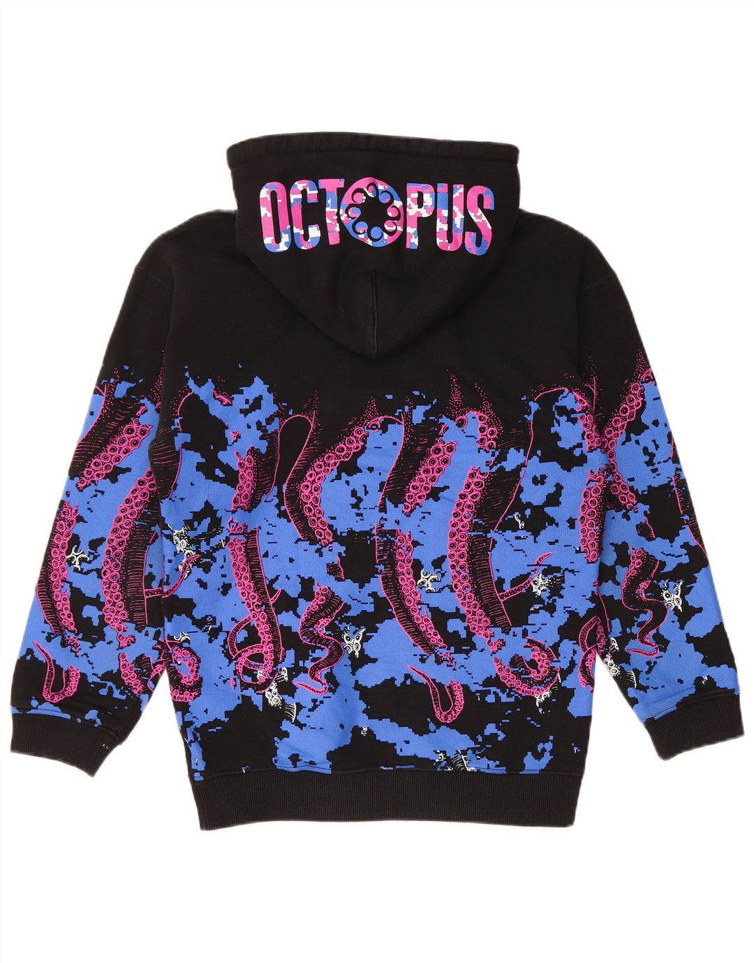 OCTOPUS Hombre Sudadera con capucha gráfica Jersey Pequeño Negro Colorblock Algodón
